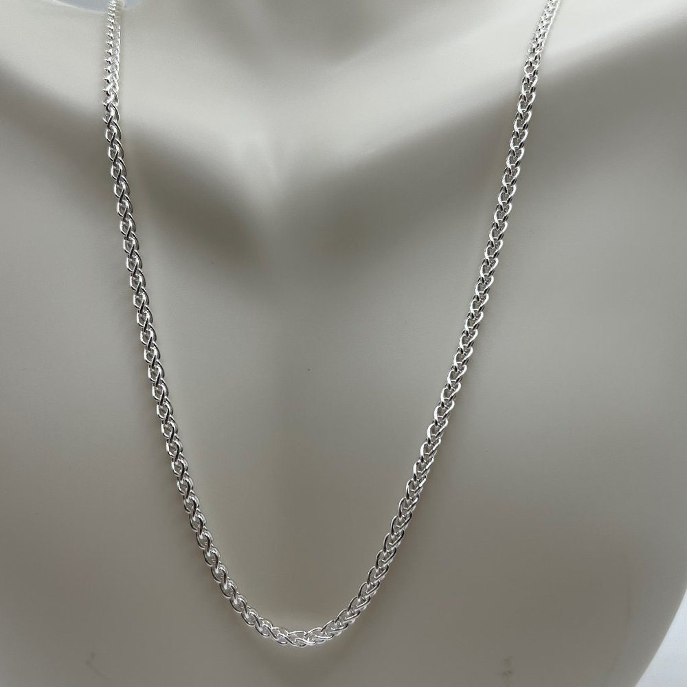 Silver Wheat Chain - 22" - Italy - Men/Ladies